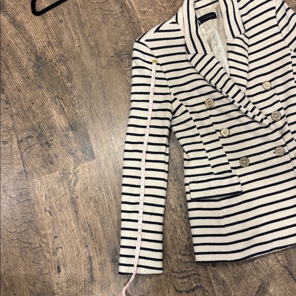 Zara Dark Blue and White Striped Blazer - Picture 12 of 13